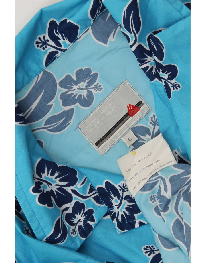 Astrolabio Herre Kortærmet Skjorte Large Blue Floral Polyester