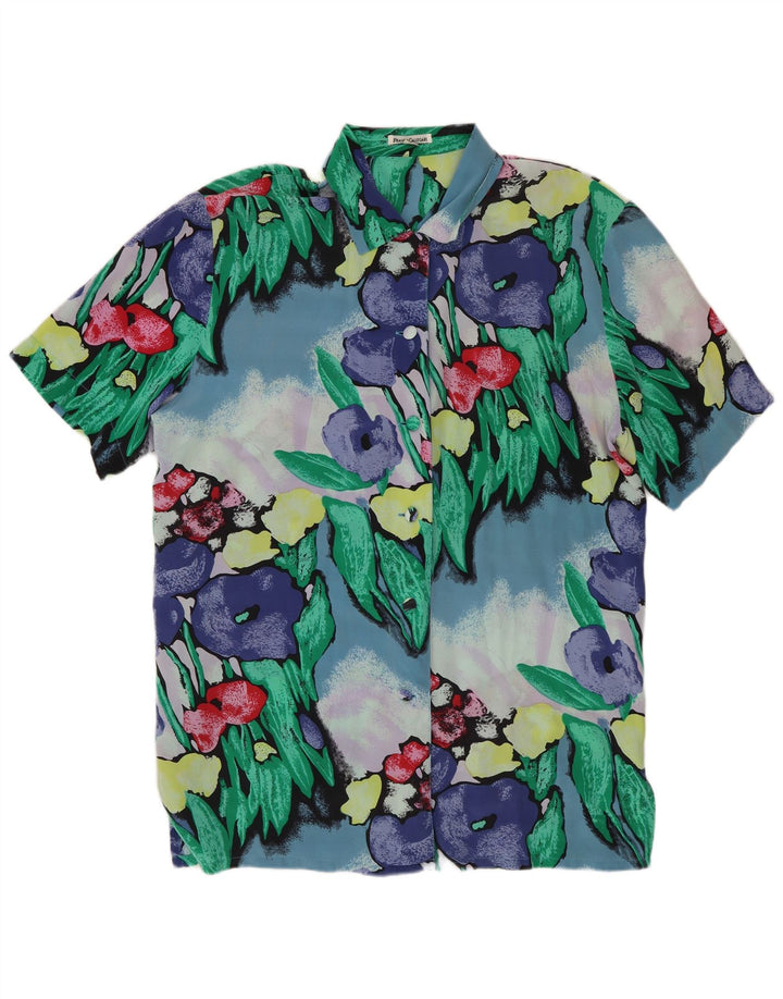 FRANCO CALLEGARI Kortærmet skjortebluse til kvinder EU 38 Medium Blue Floral