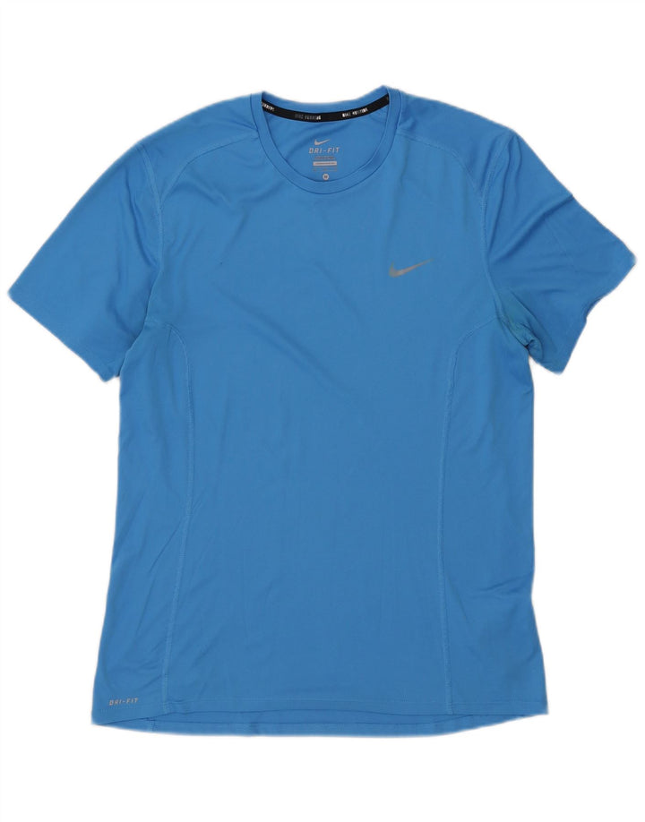Nike Dri Fit T-shirt top mellemblå polyester til mænd