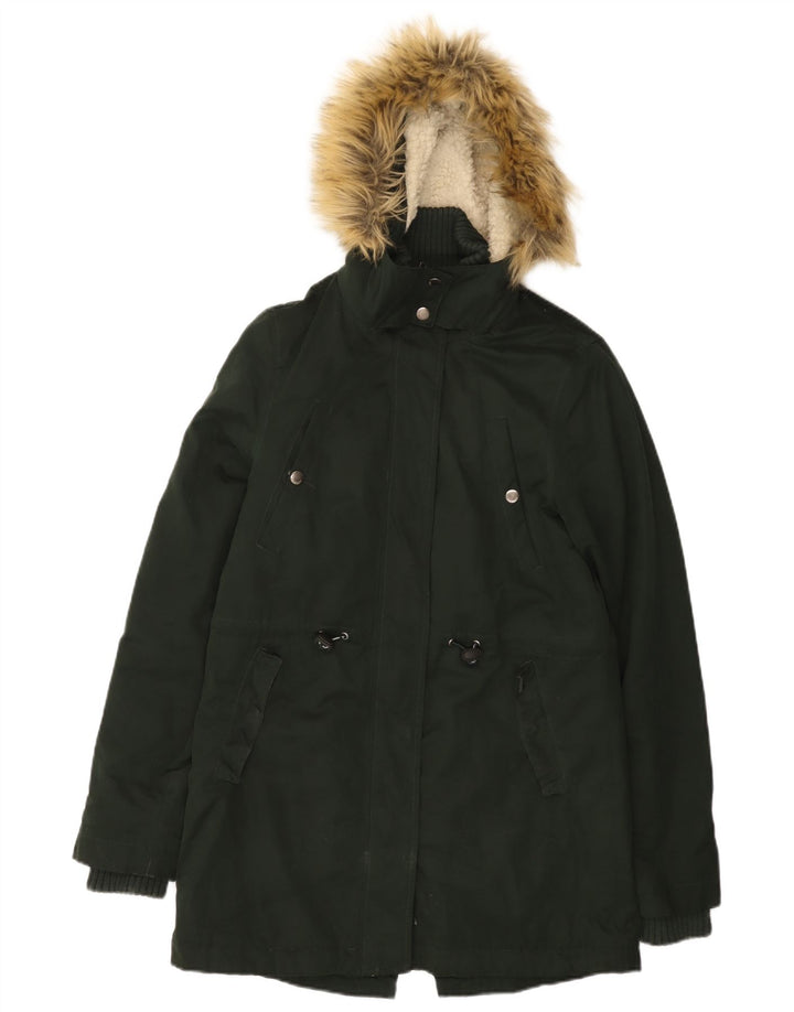 SUPERDRY Sherpa Parkajakke med hætte til kvinder UK 12 Medium Khaki Polyester