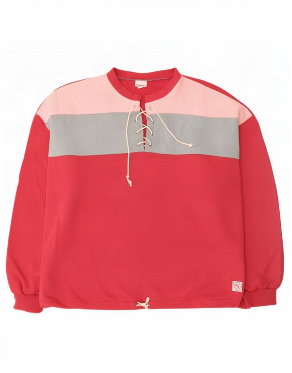 Vintage dame sweatshirt i overstørrelse UK 16 Stor rød farveblok