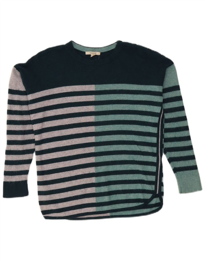 White Stuff Dame Boat Neck Jumper Sweater UK 10 Lille Grøn Stribet
