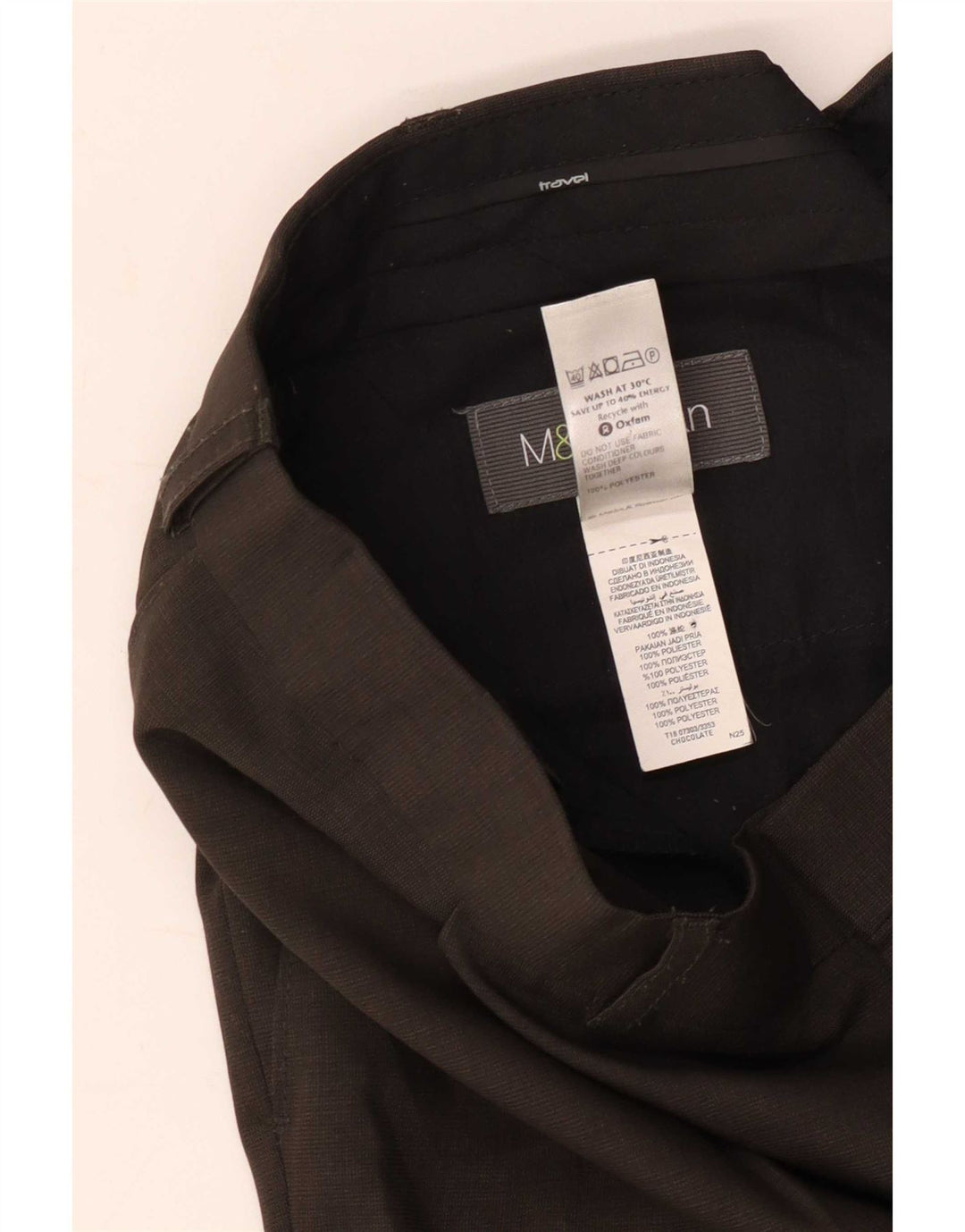 Marks & Spencer Herre Pegged Suit Bukser W38 L31 Brun Polyester