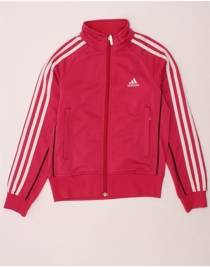 ADIDAS Girls Tracksuit Top Jacket 9-10 Years Pink Polyester Vintage Adidas and Second-Hand Adidas from Messina Hembry 