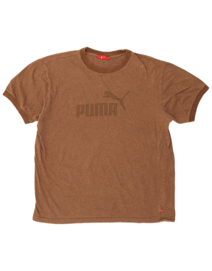 Puma Herre Regular Fit grafisk T-shirt Top Stor brun bomuld