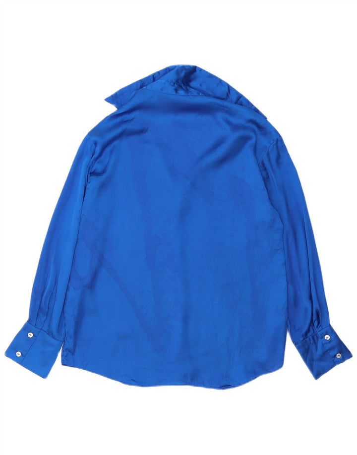 ZARA skjortebluse til kvinder UK 14 Medium Blue Polyester