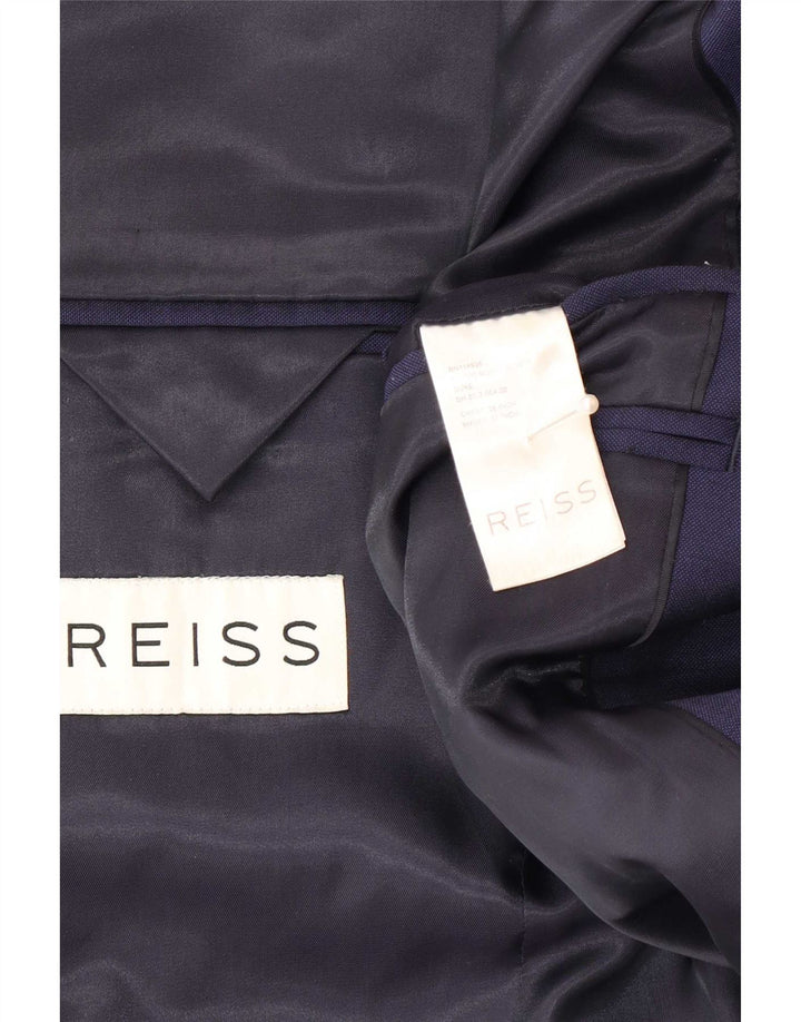 Reiss Herre 1 Knap Blazer Jacket UK 38 Medium Navy Blue Wool