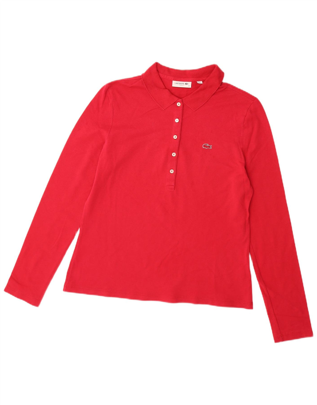 LACOSTE Slim Fit langærmet poloshirt til kvinder størrelse 44 Large Pink Bomuld