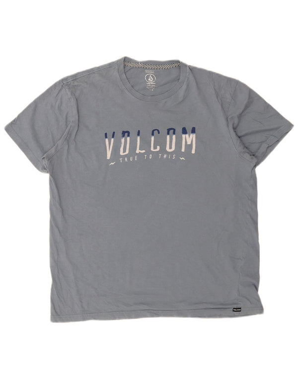 Volcom Herre Modern Fit Grafisk T-Shirt Top Stor Blå Bomuld