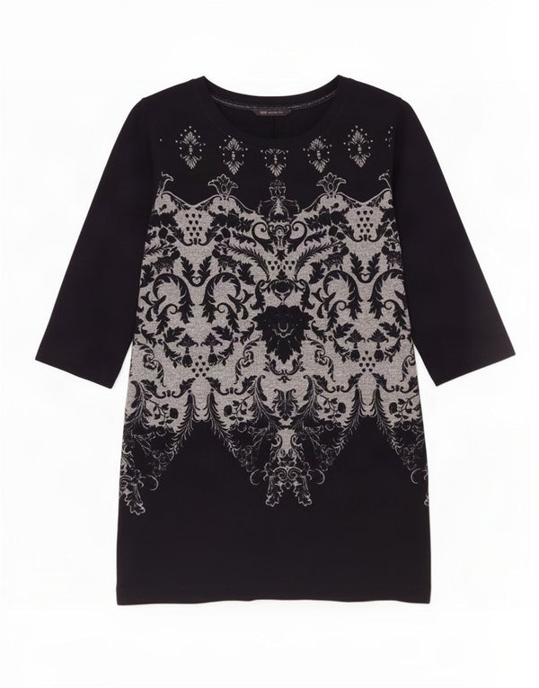 Marks & Spencer Dame 3/4-ærmet Shift Dress UK 16 Large Navy Blue Paisley