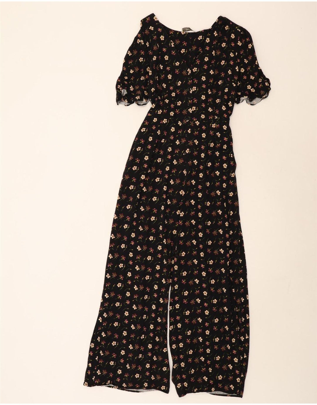 Oasis Dame Kortærmet Jumpsuit UK 14 Medium Black Floral