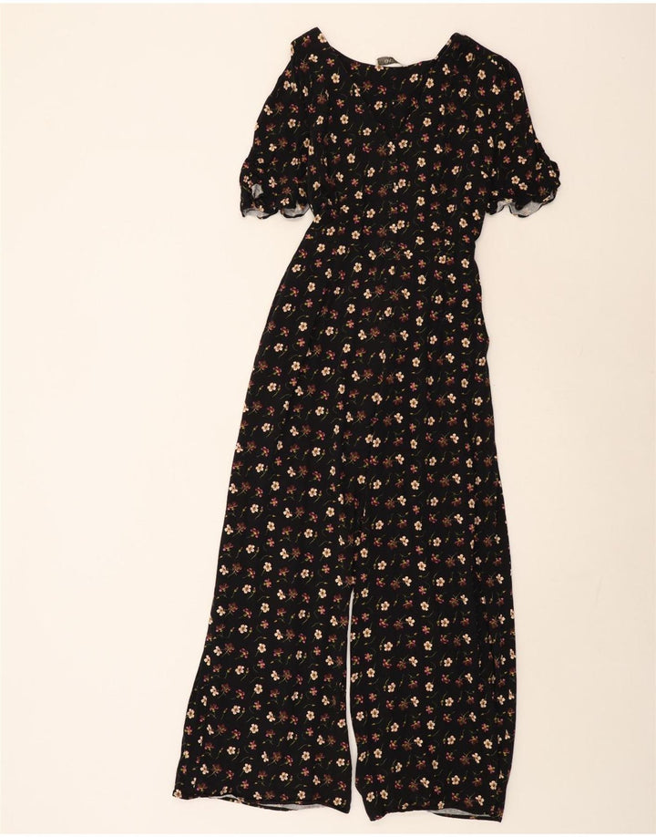 Oasis Dame Kortærmet Jumpsuit UK 14 Medium Black Floral
