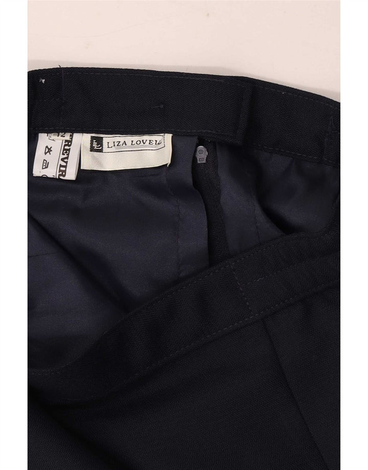 Vintage kvinders blyantnederdel UK 12 Medium W28 Marineblå polyester