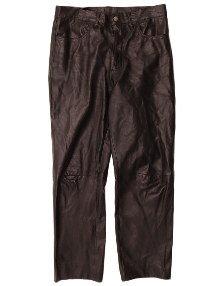 VINTAGE Lige læderbukser til mænd IT 50 Large W32 L30 Sort læder