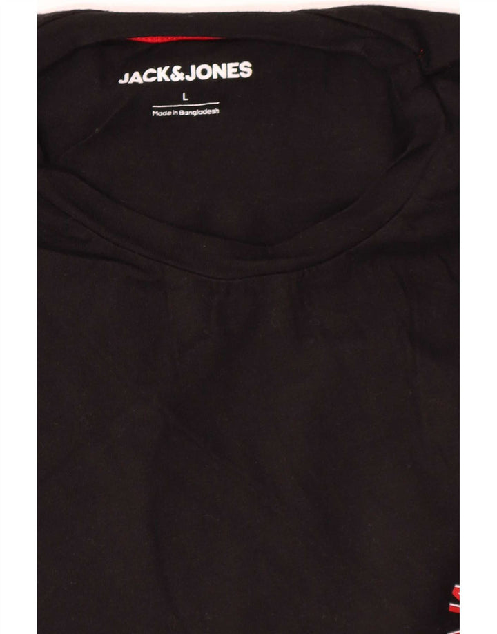 Jack & Jones Herre grafisk T-shirt Top Stor sort bomuld