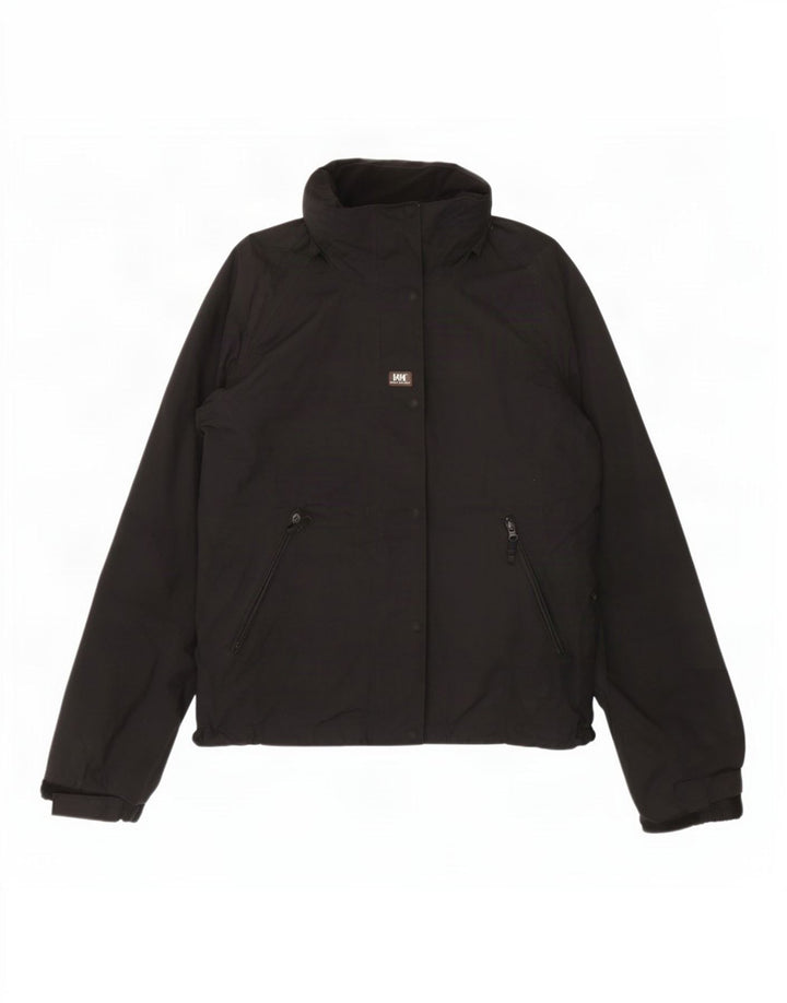 Helly Hansen Regnjakke med hætte til kvinder UK 14 Medium Sort Polyester