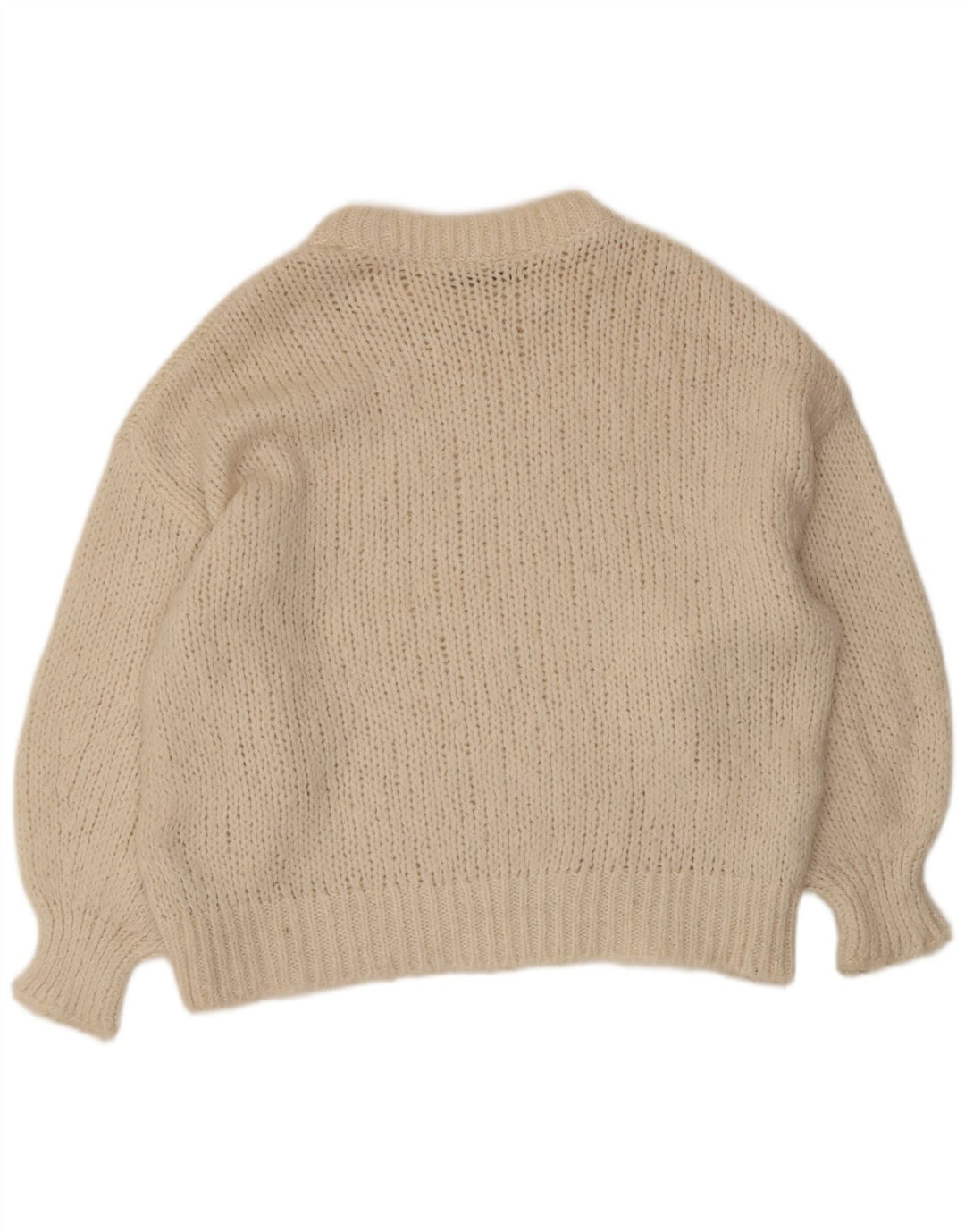 Zara Dame Oversized Crew Neck Jumper Sweater UK 10 Small Off White