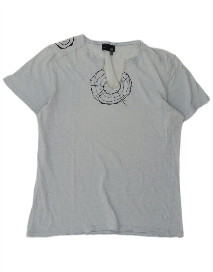 GAS Grafisk T-shirt top til mænd XL Blå Flecked