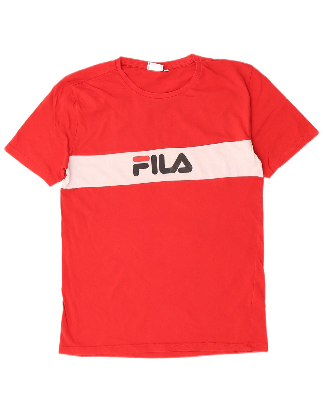 Fila Herre grafisk T-shirt Top Medium Rød Colourblock Bomuld