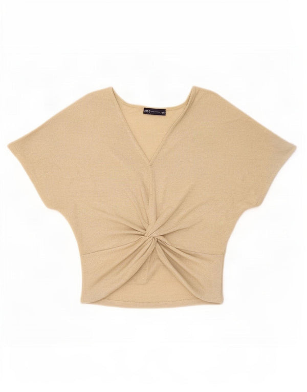Marks & Spencer Damebluse Top UK 8 Small Gold Viscose