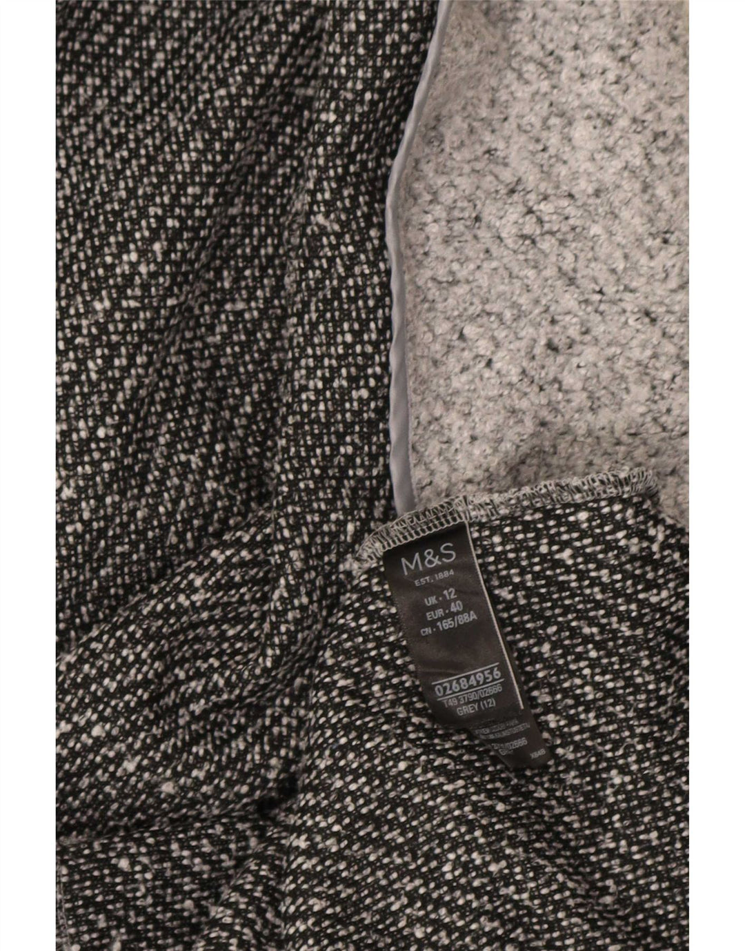 Marks & Spencer Åben overfrakke til kvinder UK 12 Medium Grey Flecked Polyester