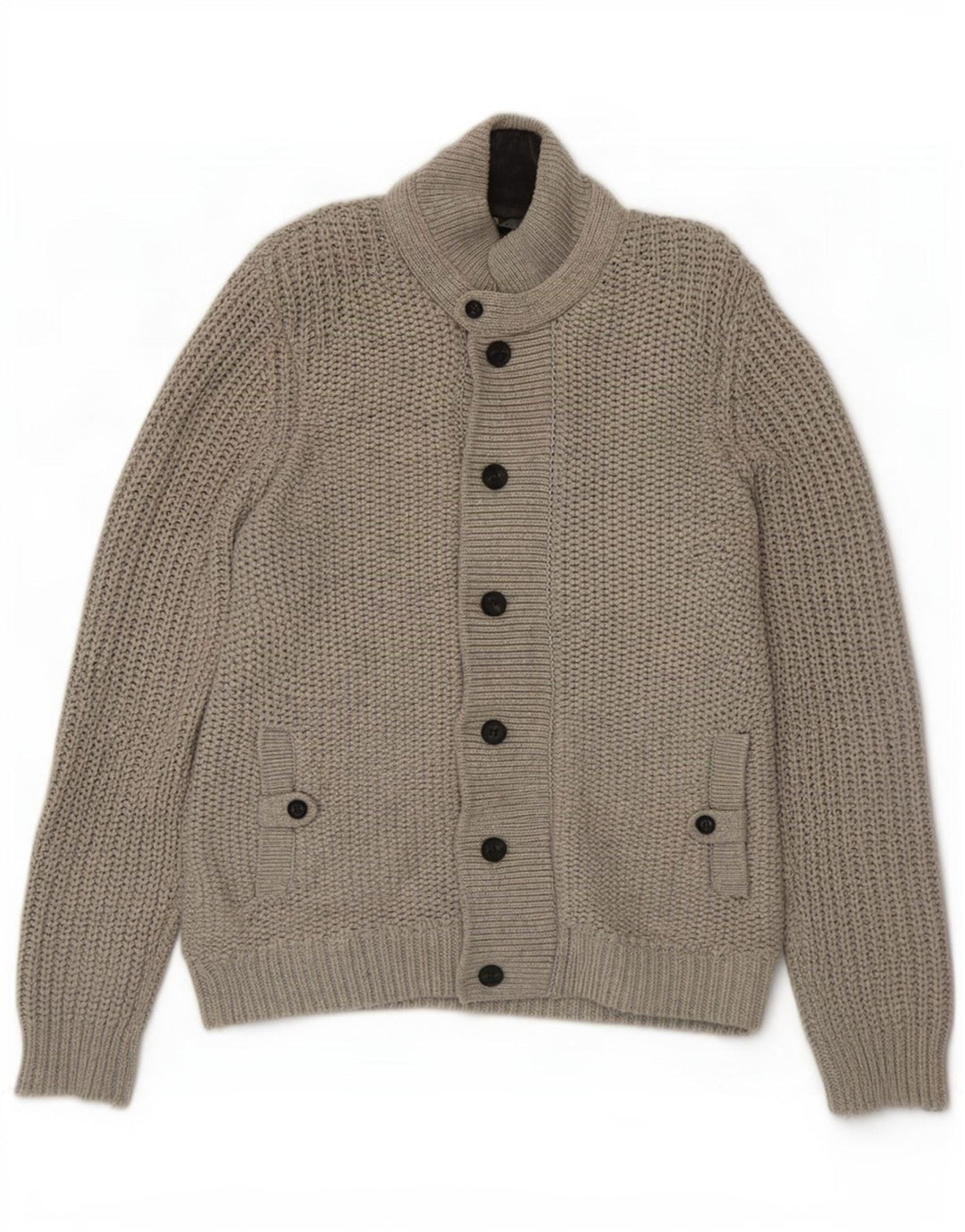 Ted Baker Herre Cardigan Sweater Størrelse 6 2XL Grå Bomuld
