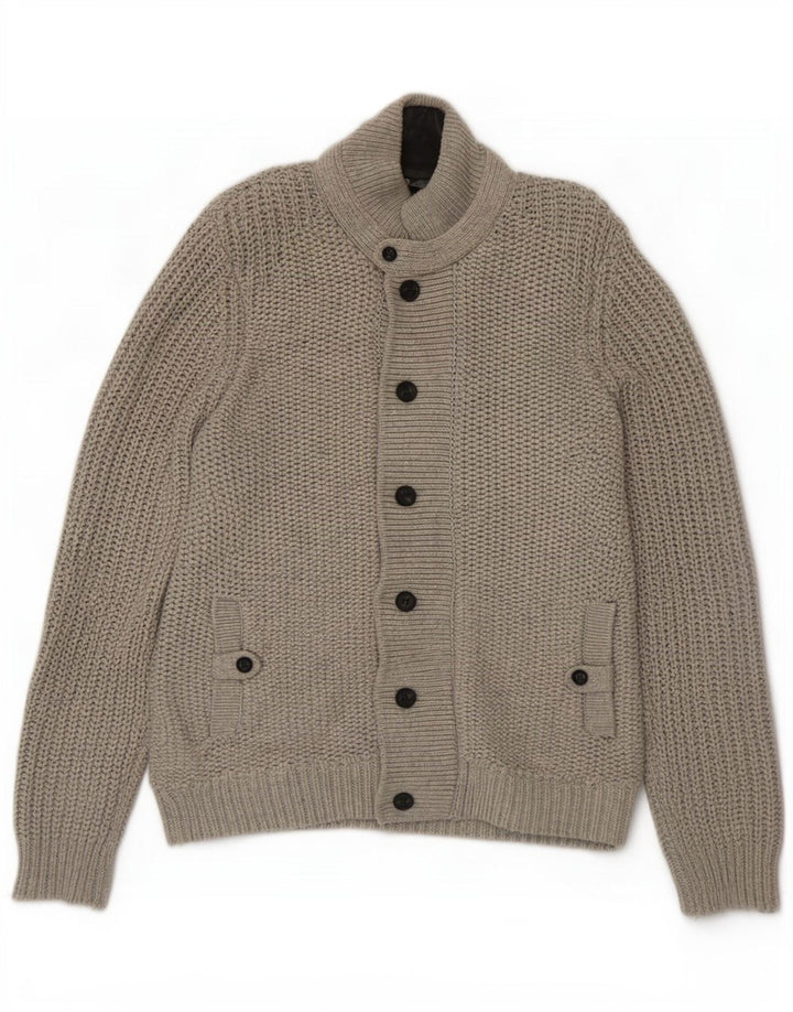 Ted Baker Herre Cardigan Sweater Størrelse 6 2XL Grå Bomuld