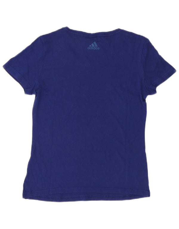 Adidas Womens Graphic T-Shirt Top UK 8/10 Small Navy Blue Cotton