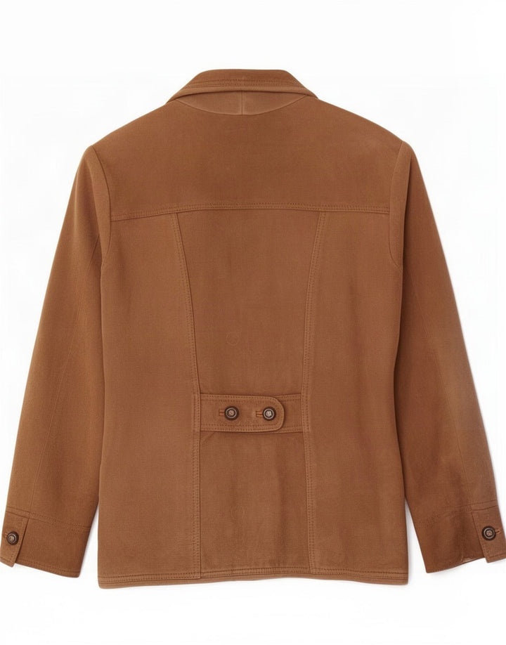 Vintage Dame Ruskind 1 Knap Blazer Jakke IT 40 Stor Brun Læder