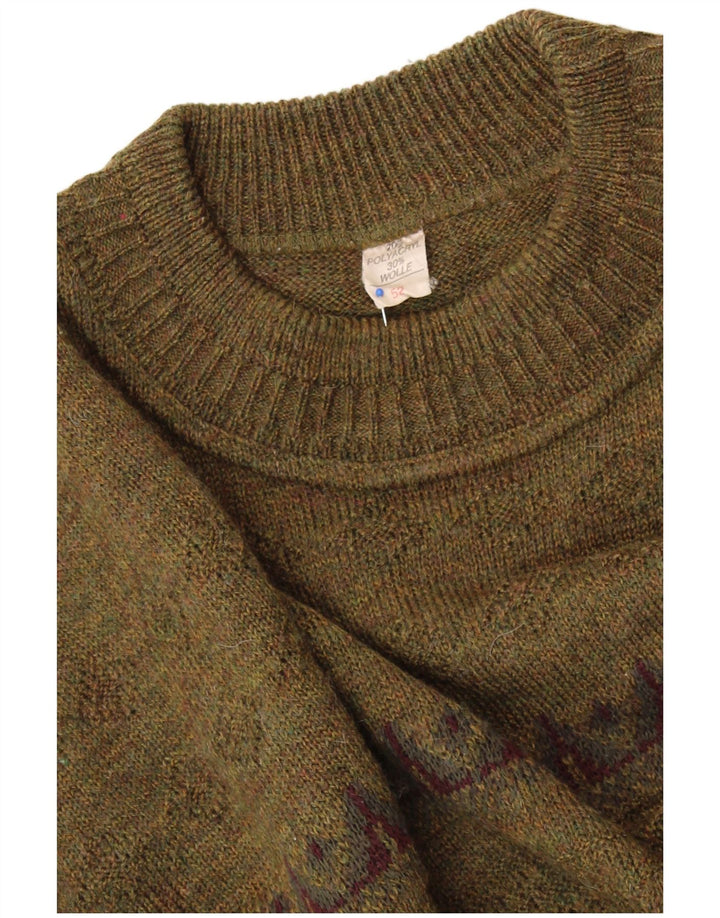 VINTAGE Dame sweater med rund hals IT 52 2XL Grøn Geometrisk