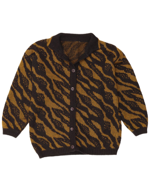 VINTAGE Dame Cardigan Sweater UK 16 Stor Sort Stribet