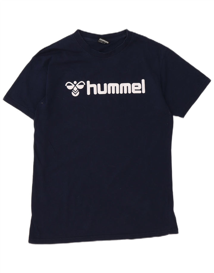 HUMMEL Herre grafisk T-shirt Top Medium Navyblå Bomuld