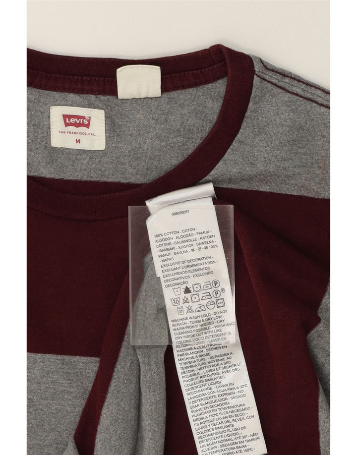 LEVI'S Mens T-Shirt Top Medium Grey Striped Cotton Vintage Levi's and Second-Hand Levi's from Messina Hembry 