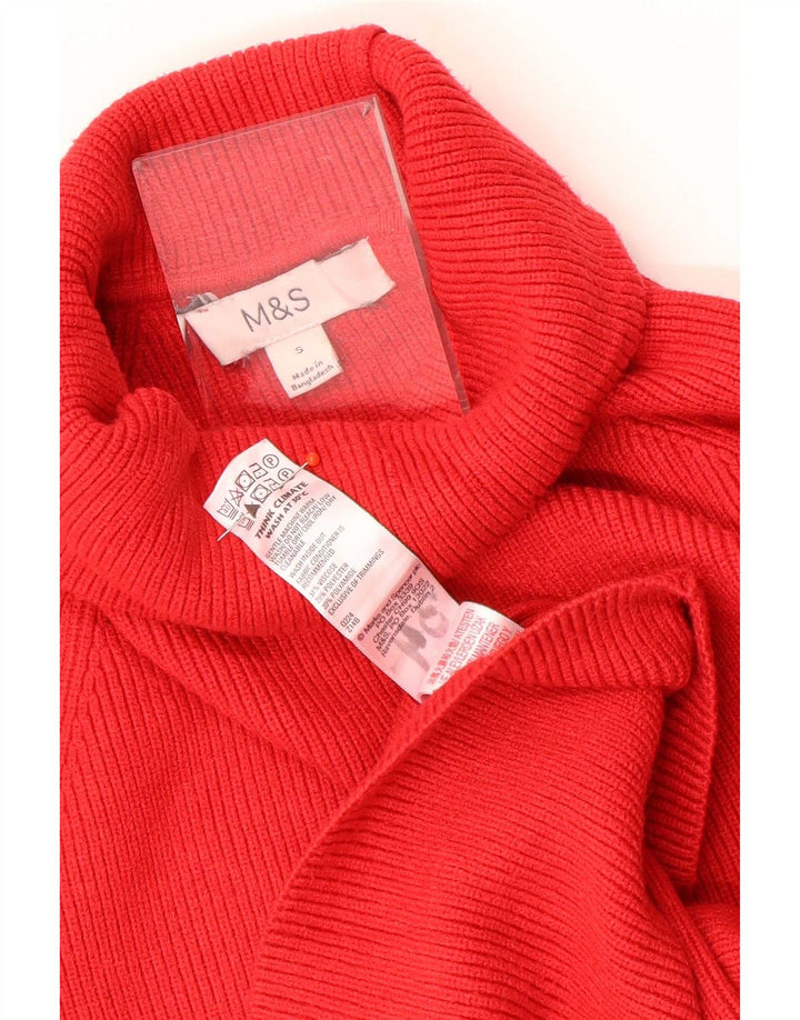 Marks & Spencer Dame Rullehals Sweater UK 10 Small Red Viscose