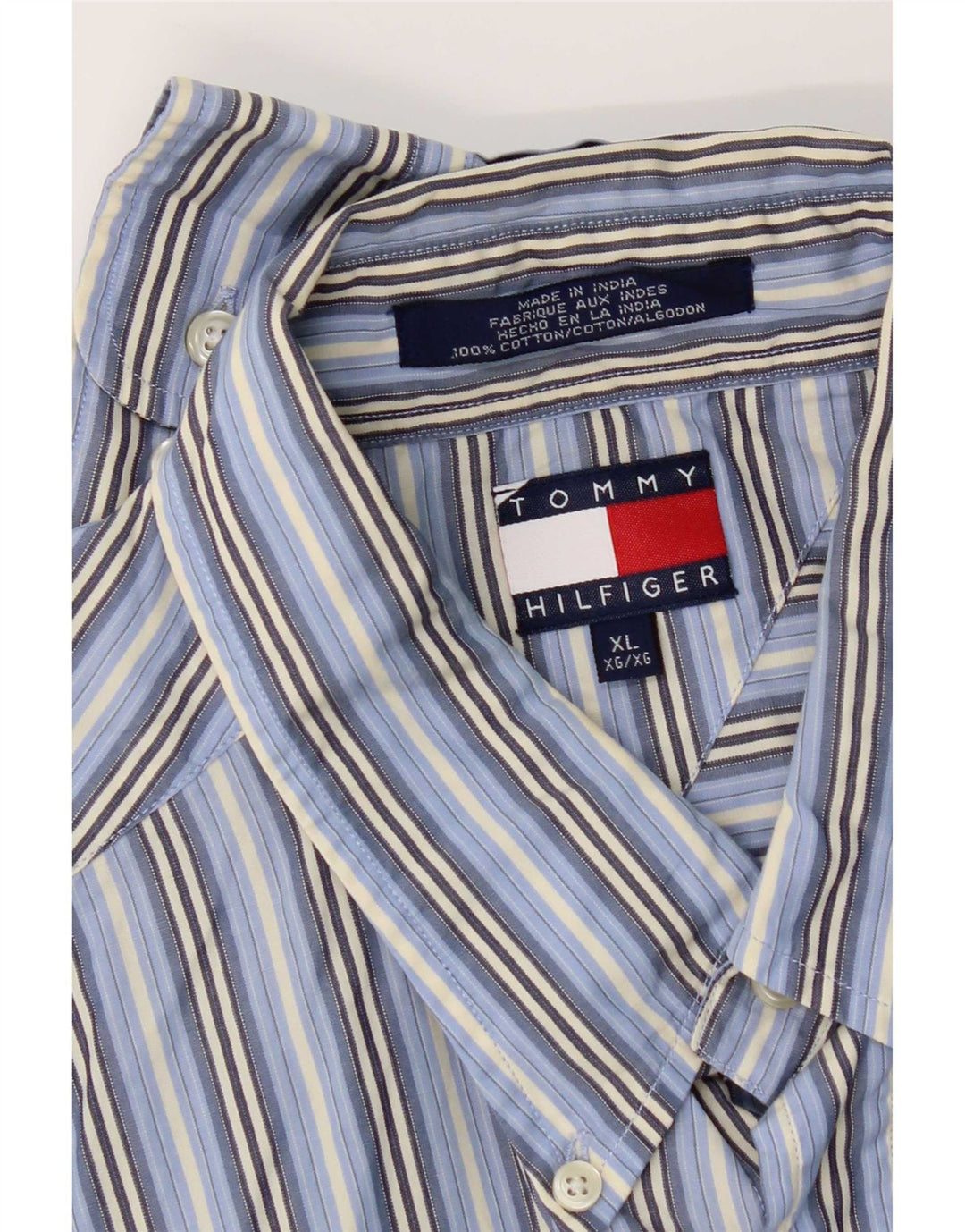 Tommy Hilfiger herreskjorte XL blå stribet bomuld