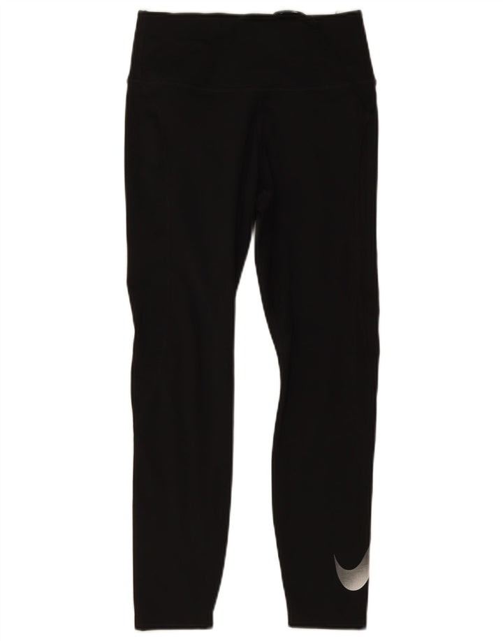 Nike Dame Dri Fit Grafiske Leggings UK 10 Small Black Polyester