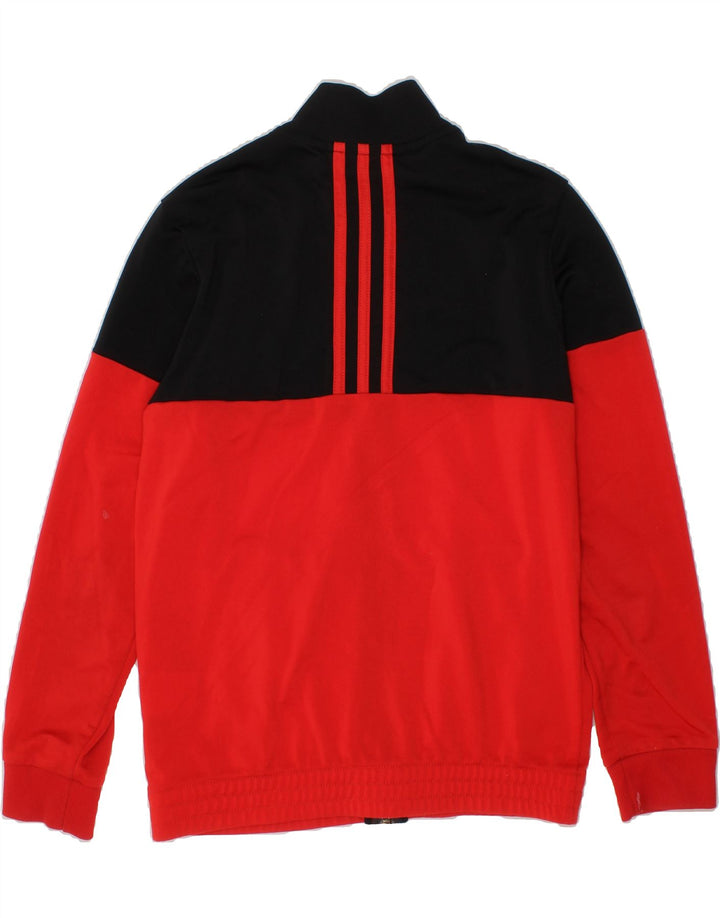 ADIDAS Boys Tracksuit Top Jacket 9-10 Years Red Colourblock Polyester Vintage Adidas and Second-Hand Adidas from Messina Hembry 