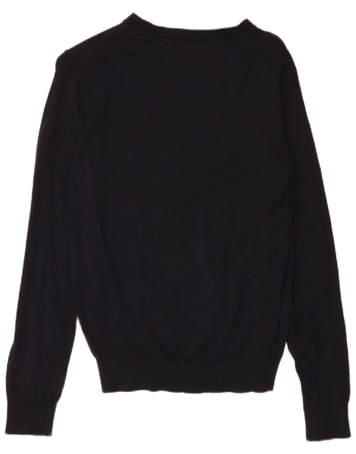 REISS Dame Boat Neck Jumper Sweater UK 12 Medium Navy Blue Wool