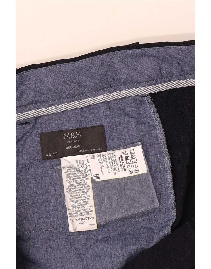 Marks & Spencer Herre Straight Regular Suit Bukser W40 L31 Navy Blue