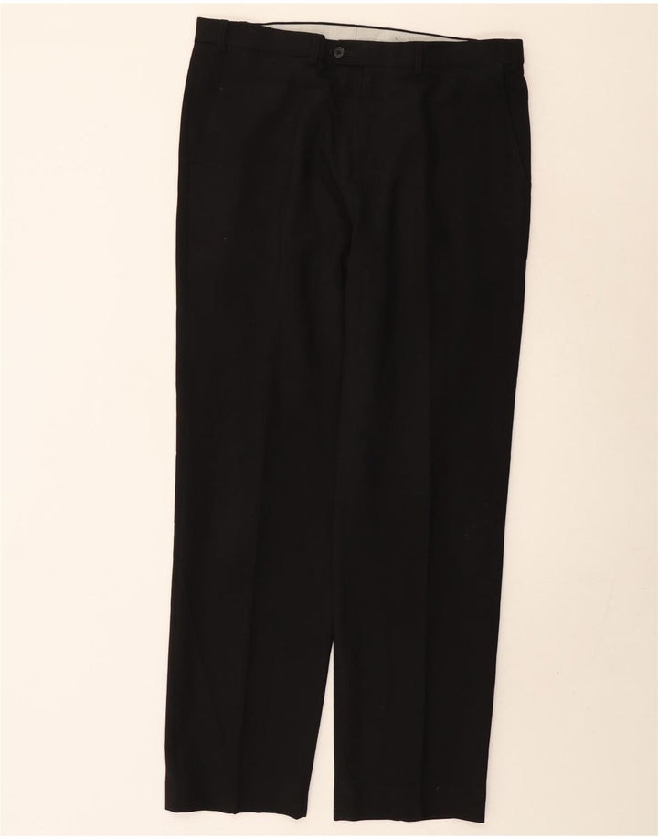 MARKS & SPENCER Herre Regular Fit Suit Bukser W36 L33 Sort polyester