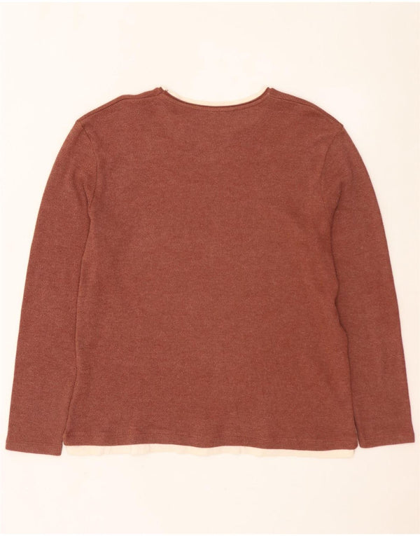 ZARA Herre Top Langærmet XL Brun Colourblock Bomuld