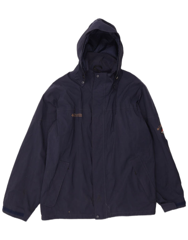 Columbia Herre Hættejakke Oversized Windbreaker Jacket UK 42 XL Navy Blue Nylon