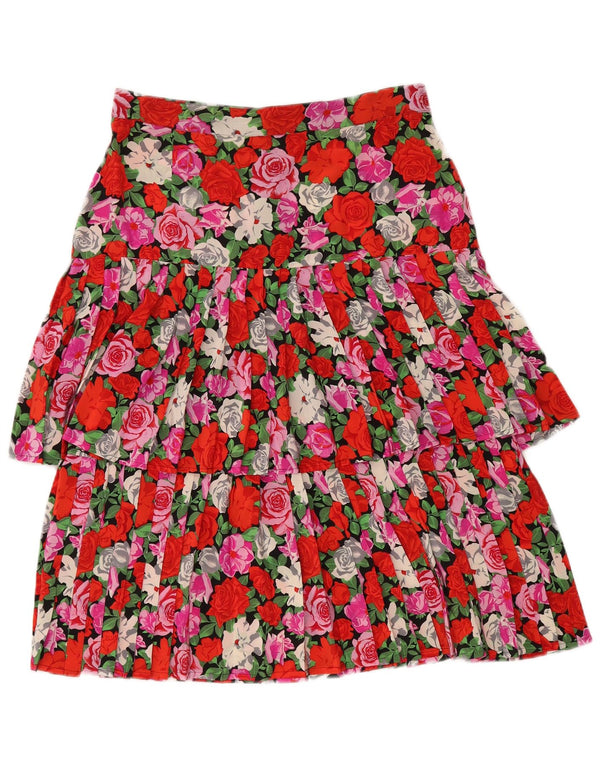 Vintage Kvinder Plisseret Tiered Nederdel IT 46 Large W31 Multicolored Floral