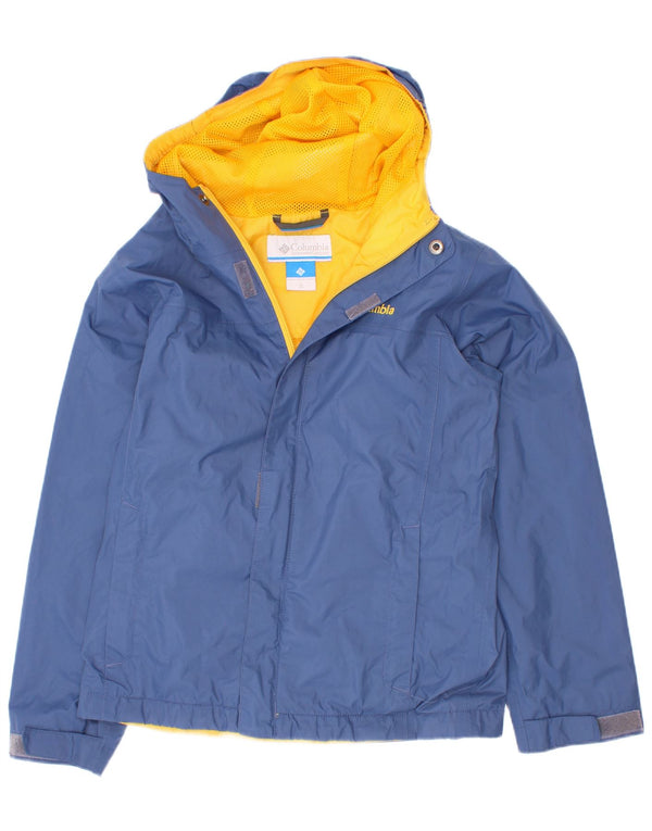 Columbia Boys Regnjakke med hætte 7-8 år Small Blue Colourblock Nylon