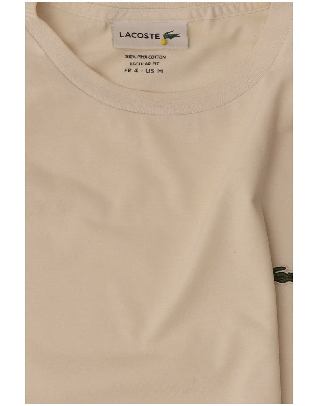 Lacoste Womens Regular Fit T-Shirt Top Størrelse 4 Medium Off White Bomuld