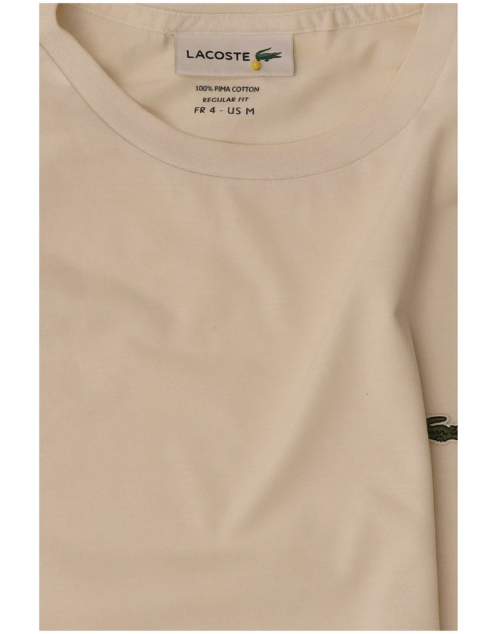 Lacoste Womens Regular Fit T-Shirt Top Størrelse 4 Medium Off White Bomuld