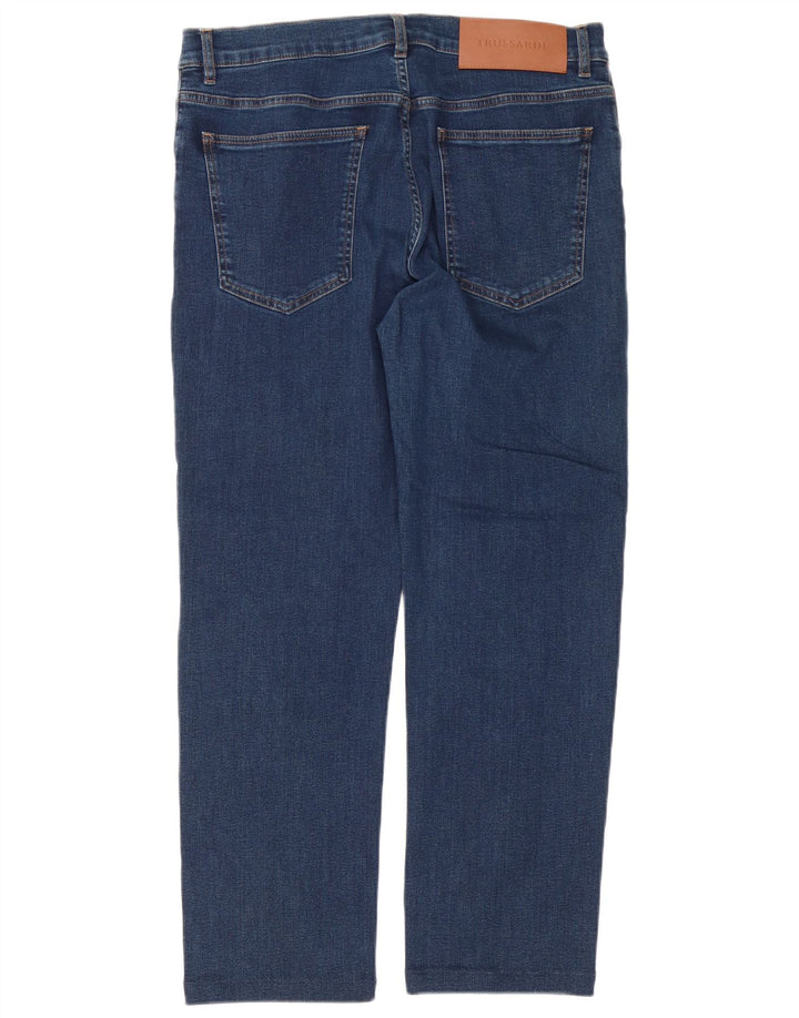 TRUSSARDI Straight jeans til mænd W36 L28 Marineblå bomuld