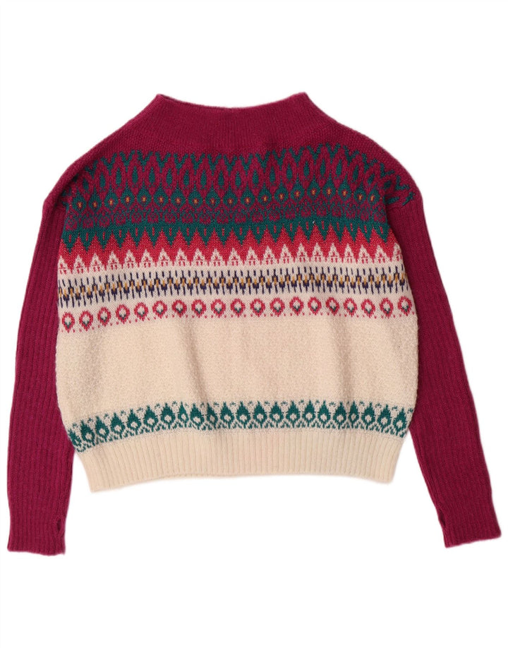 Benetton Dame Turtle Neck Jumper Sweater UK 14 Medium Burgundy Akryl