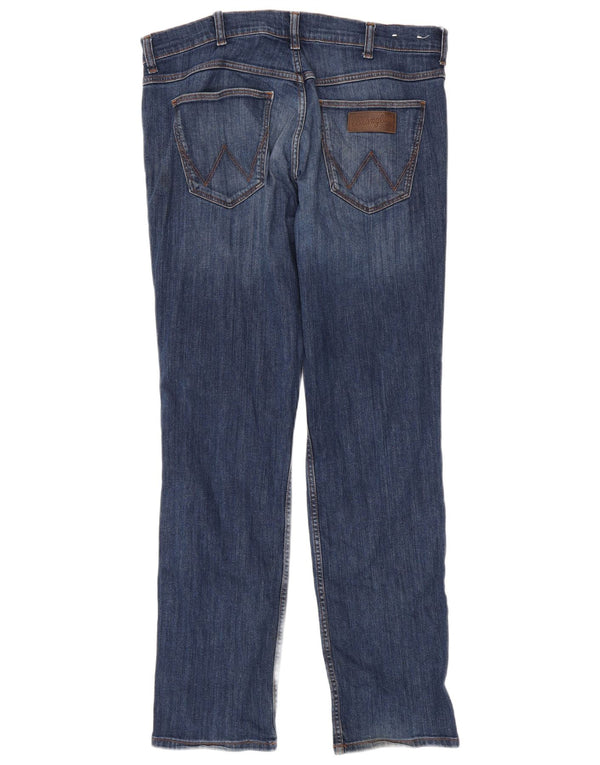 Wrangler Herre Greensboro Straight Jeans W34 L34 Blå Bomuld
