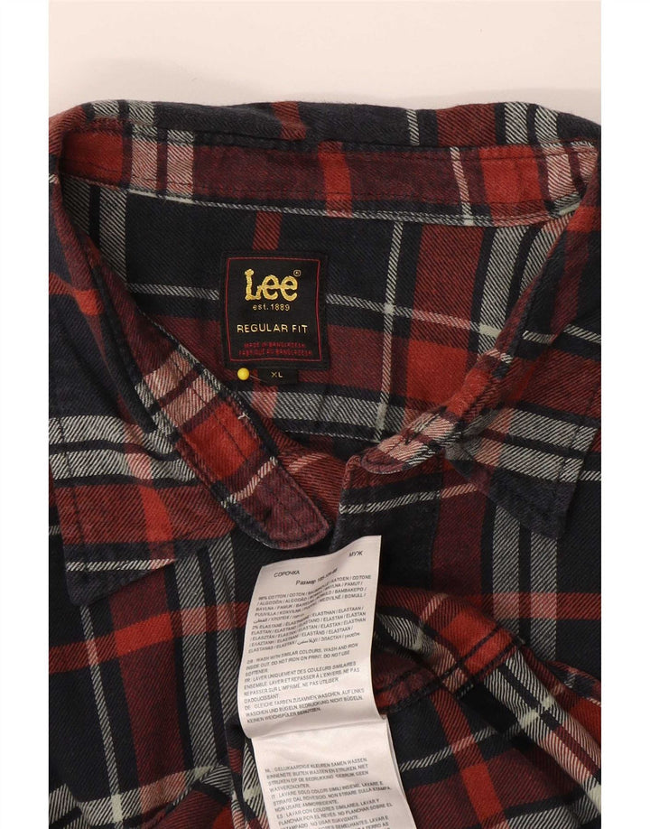 Lee Herre Regular Fit Flanellskjorte XL Navyblå Ternet Bomuld